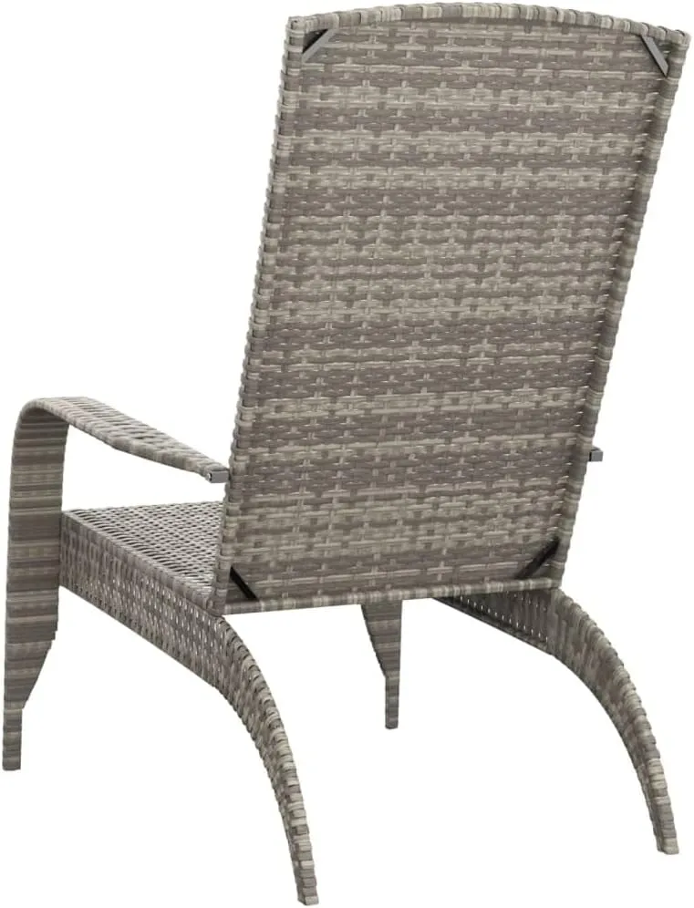 Adirondack Patio Chair Gray Poly Rattan Outdoor Furniture with Steel Frame, Durable Weather-Resistant Lounge Chair for Poolside Beach Porch Backyard