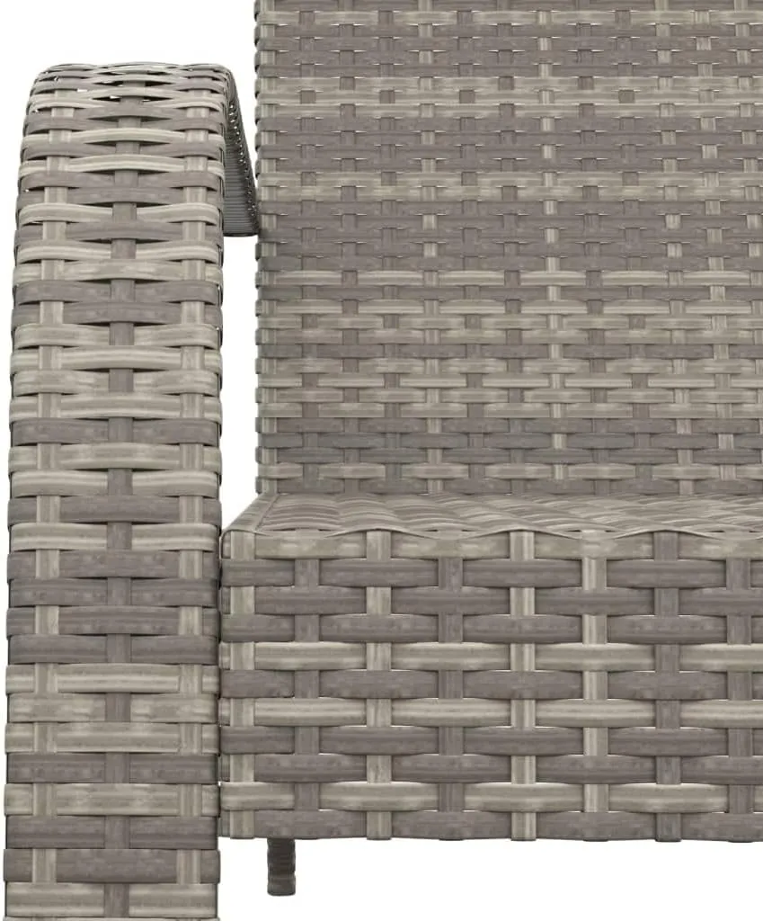 Adirondack Patio Chair Gray Poly Rattan Outdoor Furniture with Steel Frame, Durable Weather-Resistant Lounge Chair for Poolside Beach Porch Backyard