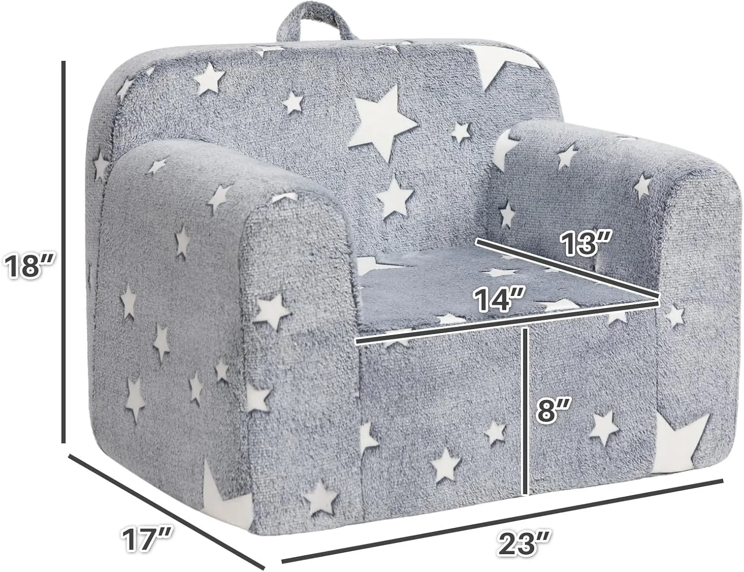 ALIMORDEN Kids Ultra-Soft Snuggle Foam Filled Chair, Single Cuddly Sherpa Reading Couch for Boys and Girls,Star