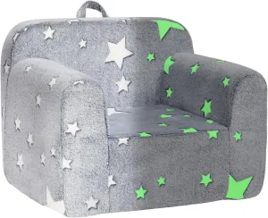 ALIMORDEN Kids Ultra-Soft Snuggle Foam Filled Chair, Single Cuddly Sherpa Reading Couch for Boys and Girls,Star