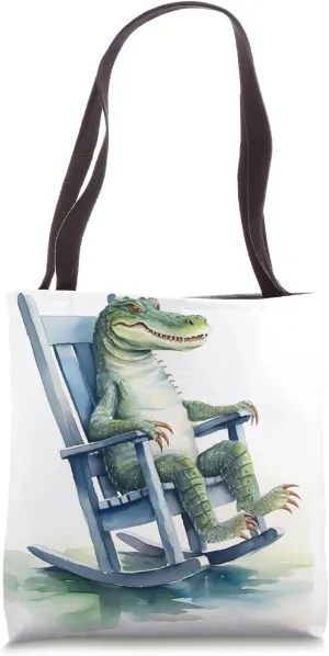 Alligator With A Rocking Chair. Reptile, Furniture Tote Bag