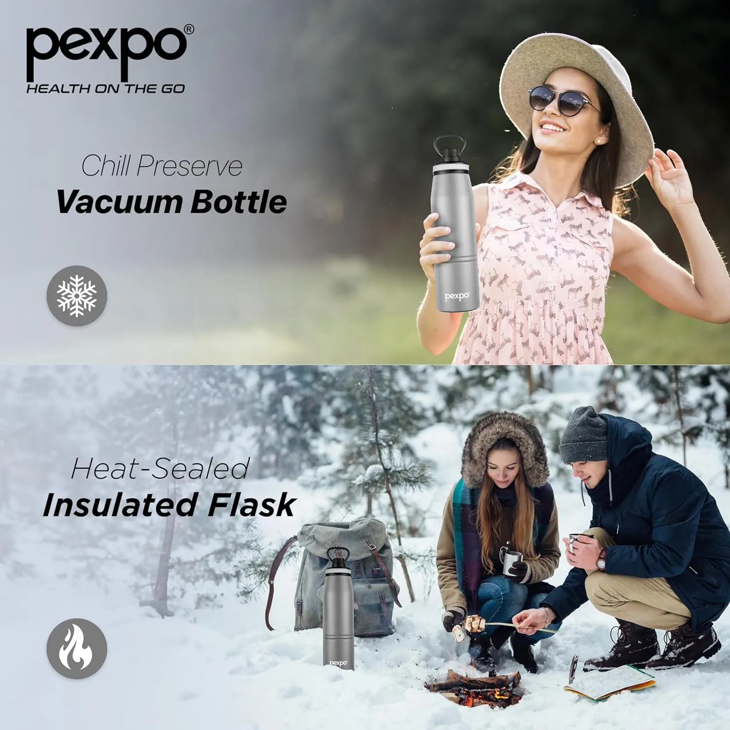 Altros 1000 Pro Stainless Steel Hot & Cold Vacuum Insulated Flask, 940ml, Grey | Leak Proof | Easy to Carry Loop Handle | Sports Water Bottle | Trekking | Gym | Office | Home | RCB Edition