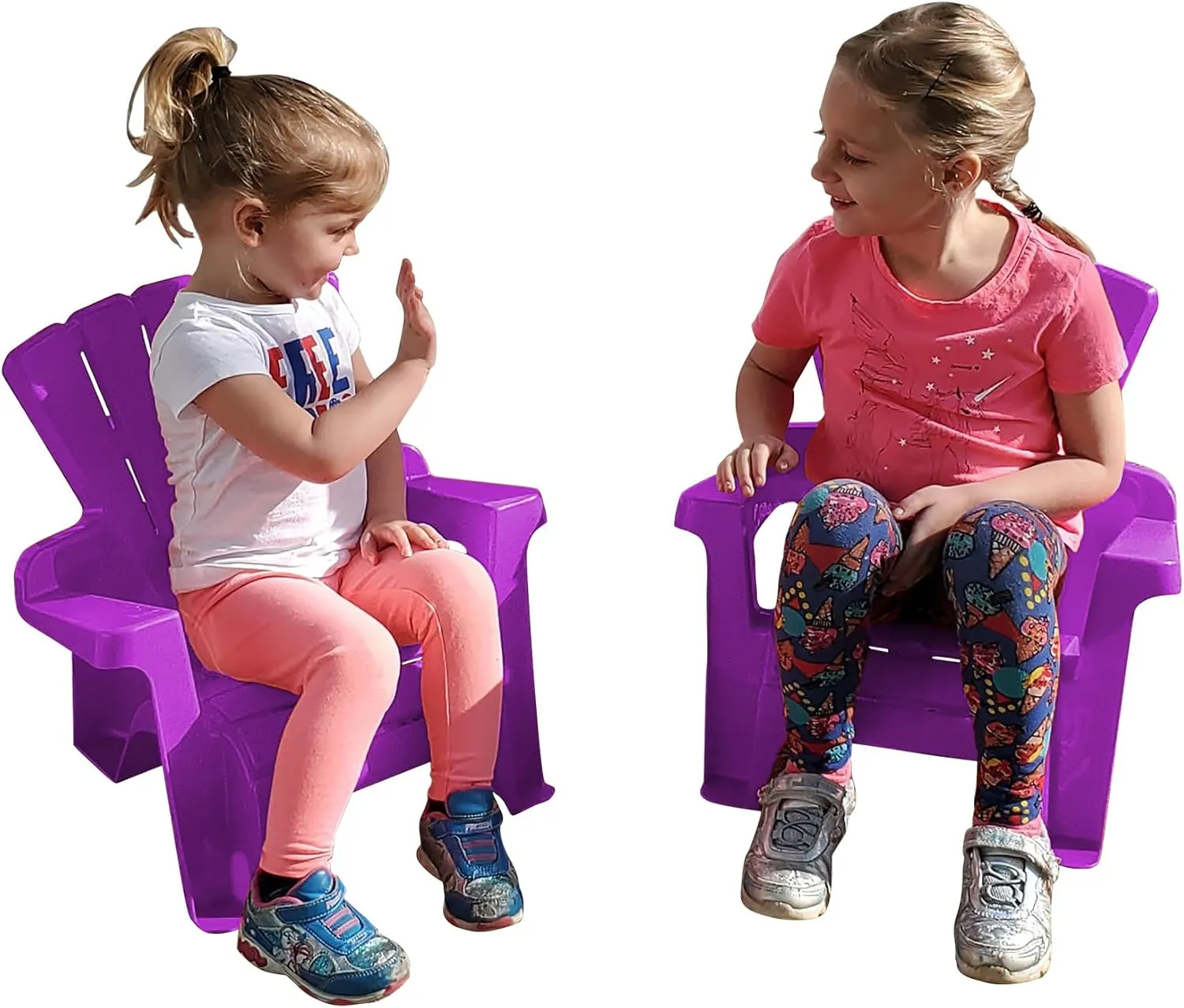 American Plastic Toys Kids’ Adirondack (2-Pack, Purple), Stackable, Outdoor, Beach, Lawn, Indoor, Lightweight, Portable, Wide Armrests, Comfortable Lounge Chairs for Children
