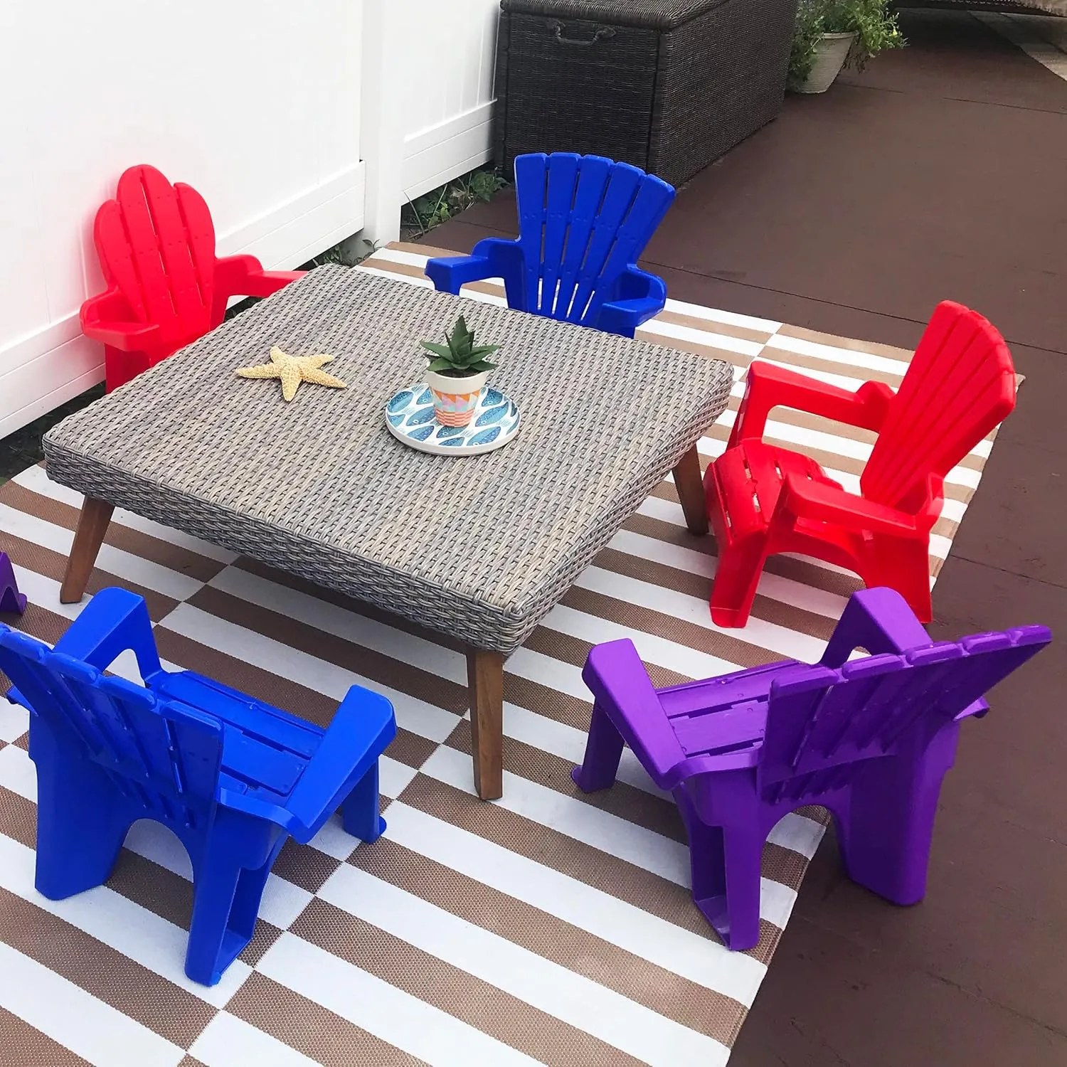 American Plastic Toys Kids’ Adirondack (2-Pack, Purple), Stackable, Outdoor, Beach, Lawn, Indoor, Lightweight, Portable, Wide Armrests, Comfortable Lounge Chairs for Children