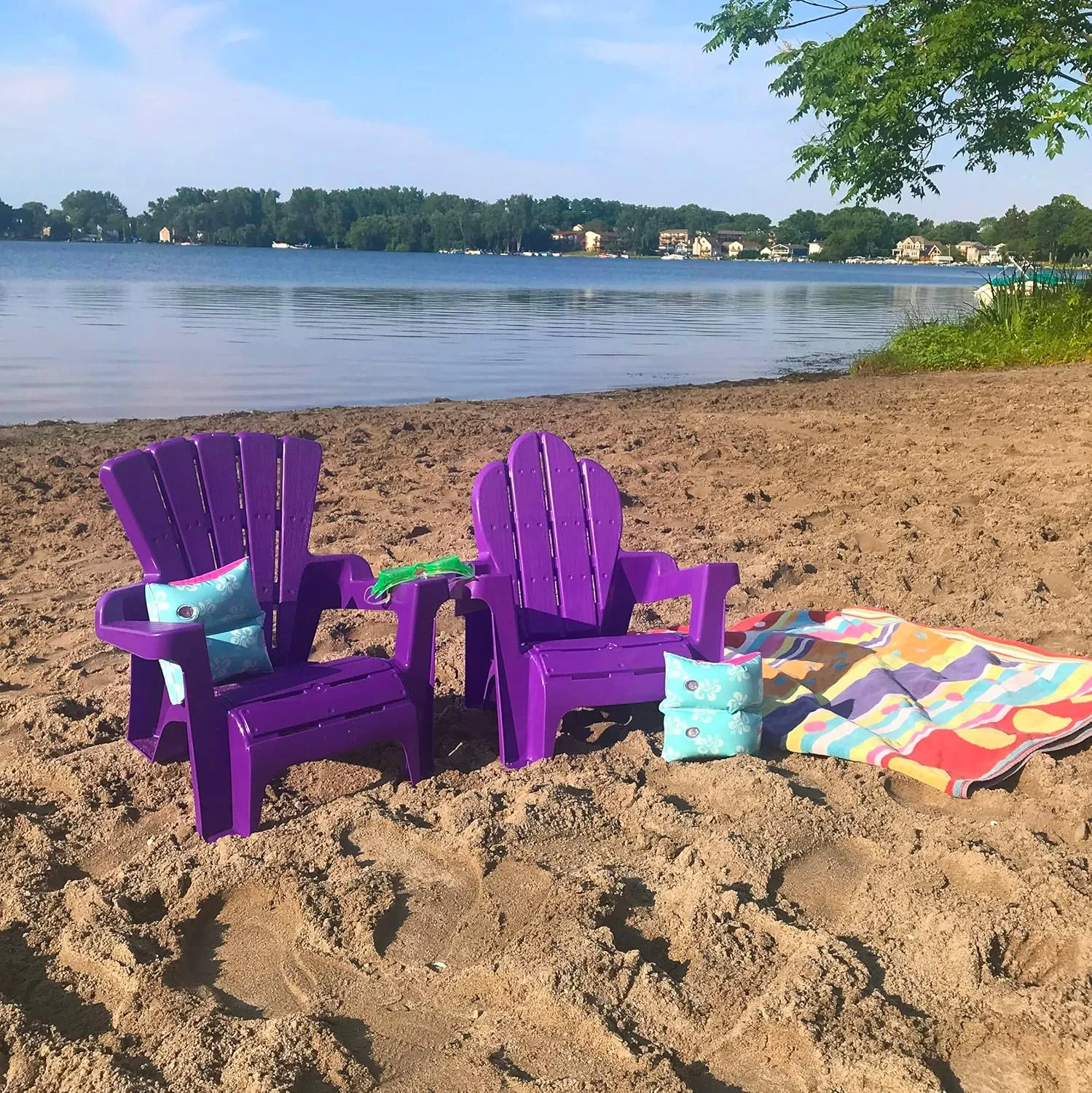 American Plastic Toys Kids’ Adirondack (2-Pack, Purple), Stackable, Outdoor, Beach, Lawn, Indoor, Lightweight, Portable, Wide Armrests, Comfortable Lounge Chairs for Children