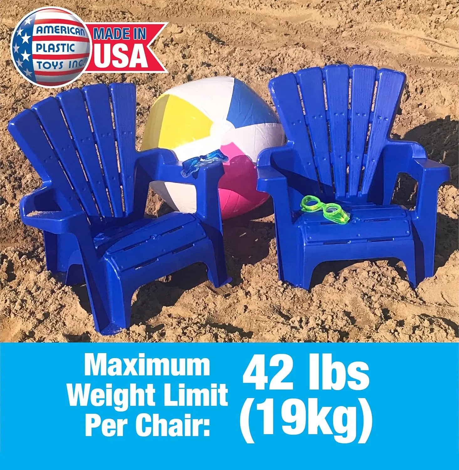 American Plastic Toys Kids’ Adirondack (2-Pack, Purple), Stackable, Outdoor, Beach, Lawn, Indoor, Lightweight, Portable, Wide Armrests, Comfortable Lounge Chairs for Children