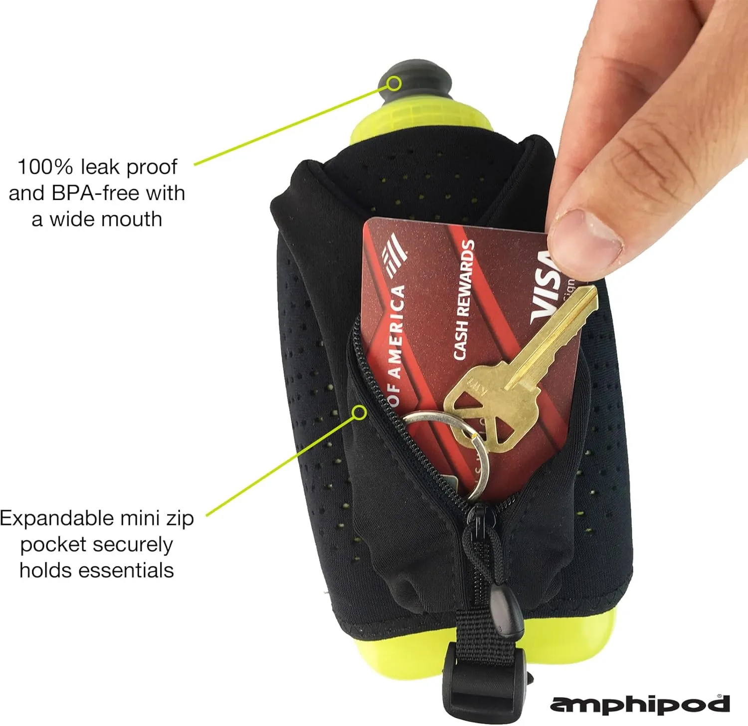 Amphipod Hydraform Ergo-Lite Handheld Water Bottle, BPA-Free Minimalist Insulated Hydration for Ultra-Running & Walking - Charcoal - 10.5 oz