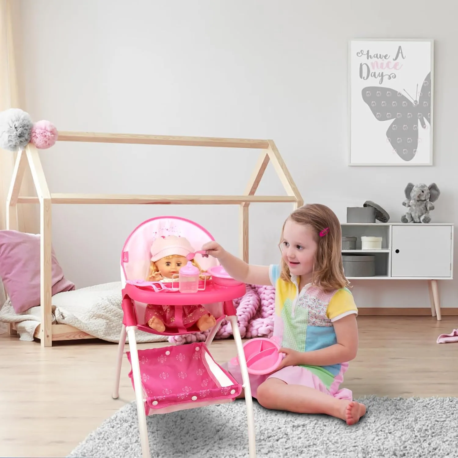 Anivia Baby Doll High Chair, Toy High Chair for Baby Doll (DH010A Pink)