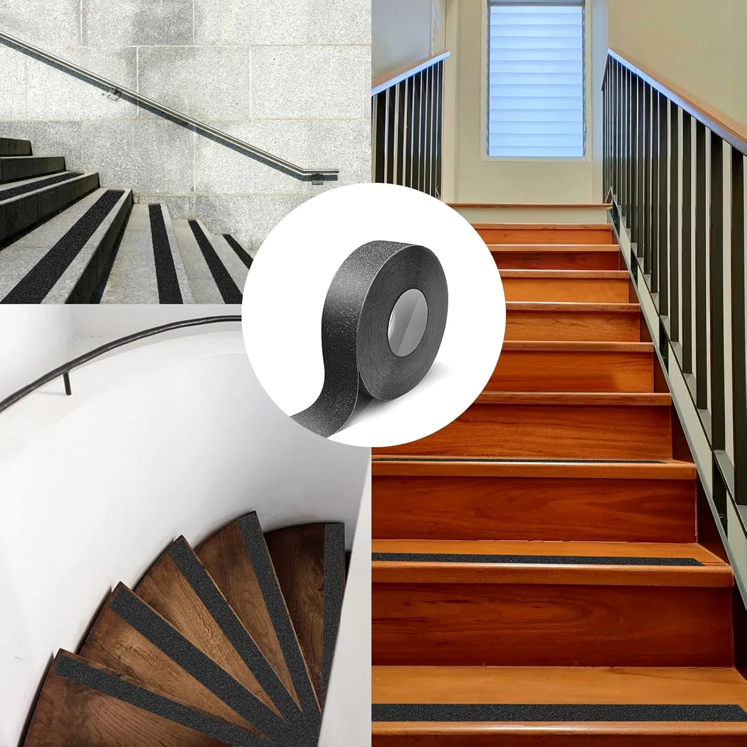 Anti Slip Tape Black 2 inch x 66 ft, Non-Slip Strips Non Skid Safety Tape for Outdoor/Indoor Steps, Stairs, Traction Tread Staircases, Boats