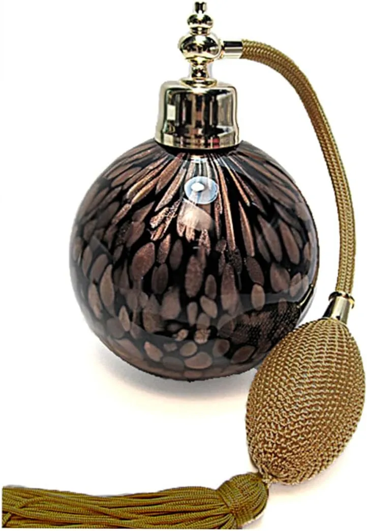 Art Empty Glass Cologne Perfume Refillable Bottle with Brown Gold Bulb Atomizer Sprayer