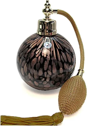 Art Empty Glass Cologne Perfume Refillable Bottle with Brown Gold Bulb Atomizer Sprayer