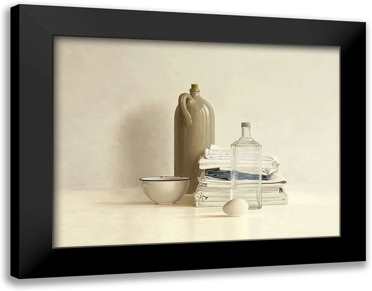 ArtDirect de Bont, Willem 24x19 Black Modern Framed Art Print Titled: Jar-Bottle-Egg-Bowl and Cloths