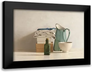 ArtDirect de Bont, Willem 24x19 Black Modern Framed Art Print Titled: Two Boxes-Cloths-Bottle-Jug and Bowl