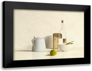 ArtDirect de Bont, Willem 24x19 Black Modern Framed Art Print Titled: Two Pears-Bottle-Can and Jug