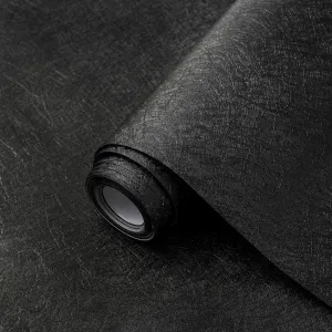 Arthome Peel and Stick Wallpaper 23.6''x200'' Black Embossed Contact Paper,Silk Textured Vinyl Decorative Sticker for Living Room,Bedroom,Countertop Cabinets,Removable Contact Paper Wall Covering