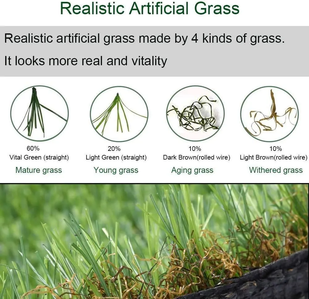 Artificial Grass Outdoor Rug (3.3FTx5FT (16.5 Square ft)) Synthetic Thick Lawn Astro Turf Carpet Perfect for Indoor/Outdoor Fake Grass Rug