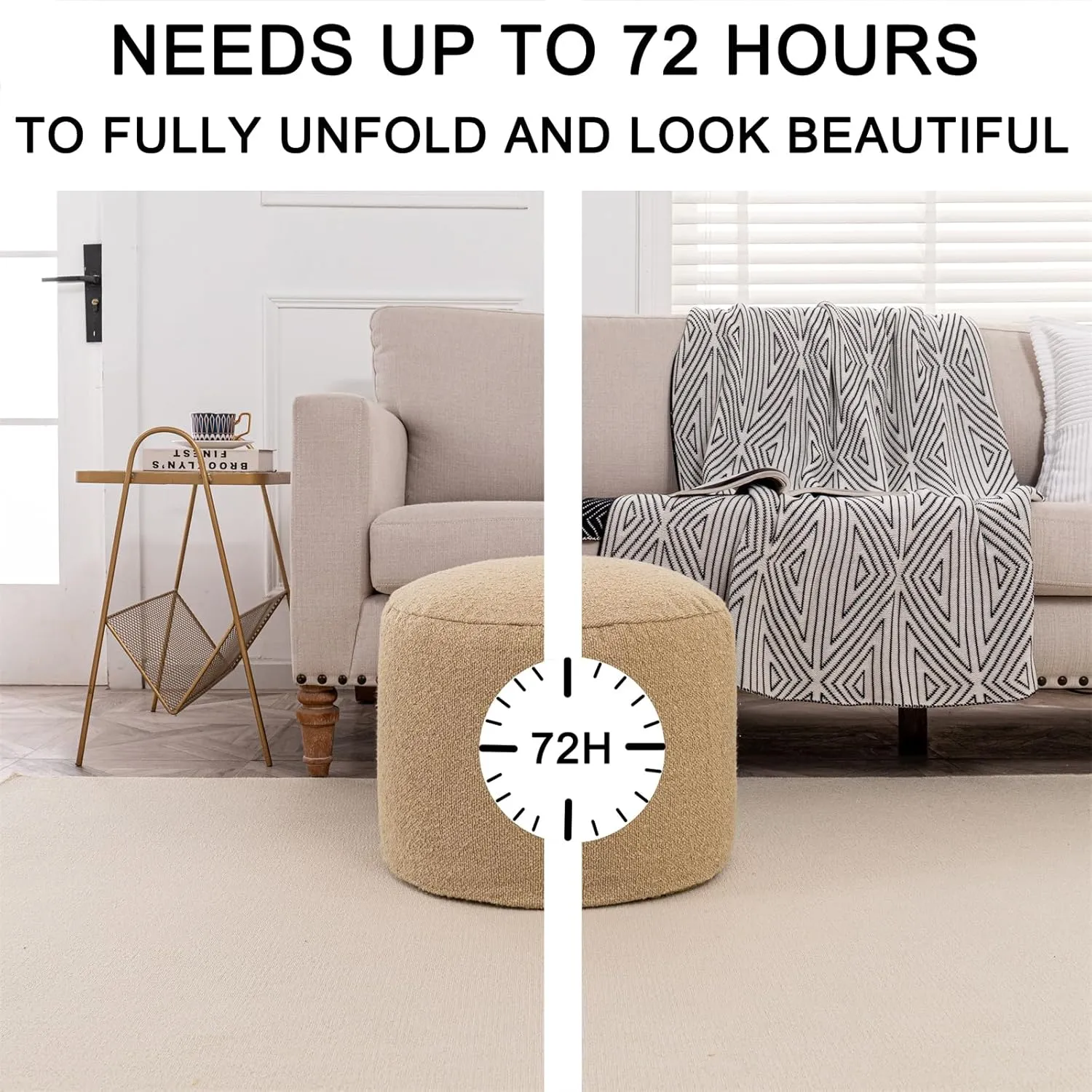 Asuprui Supportive Boucle Ottoman Foot Rest Elevate Your Living Room Decor with Lightweight Pouf Ottoman Filler and Comfort Cover Modern Foam Stuffed Poof Perfect to Rest Your Feet (Light Coffee)