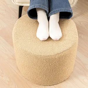 Asuprui Supportive Boucle Ottoman Foot Rest Elevate Your Living Room Decor with Lightweight Pouf Ottoman Filler and Comfort Cover Modern Foam Stuffed Poof Perfect to Rest Your Feet (Light Coffee)