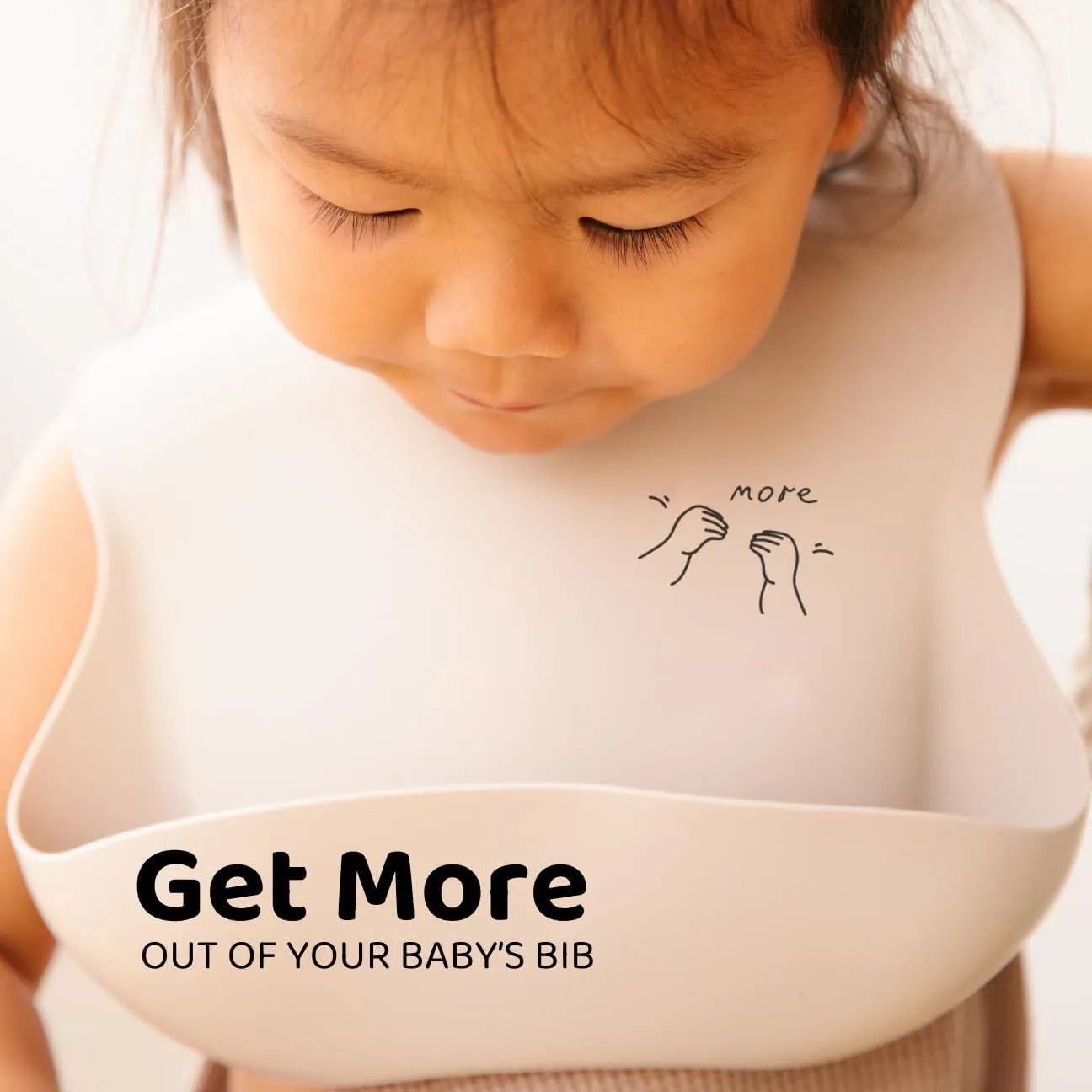 Baby Sign Language Bib, Silicone Bibs with Food Catcher, Silicone Baby Bib with Adjustable Neckband, 6-36 Months