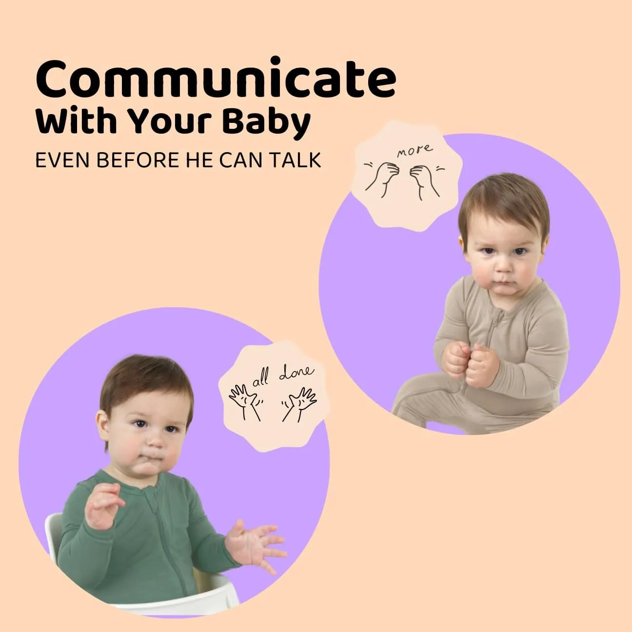 Baby Sign Language Bib, Silicone Bibs with Food Catcher, Silicone Baby Bib with Adjustable Neckband, 6-36 Months