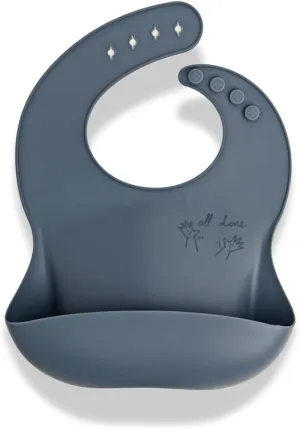 Baby Sign Language Bib, Silicone Bibs with Food Catcher, Silicone Baby Bib with Adjustable Neckband, 6-36 Months