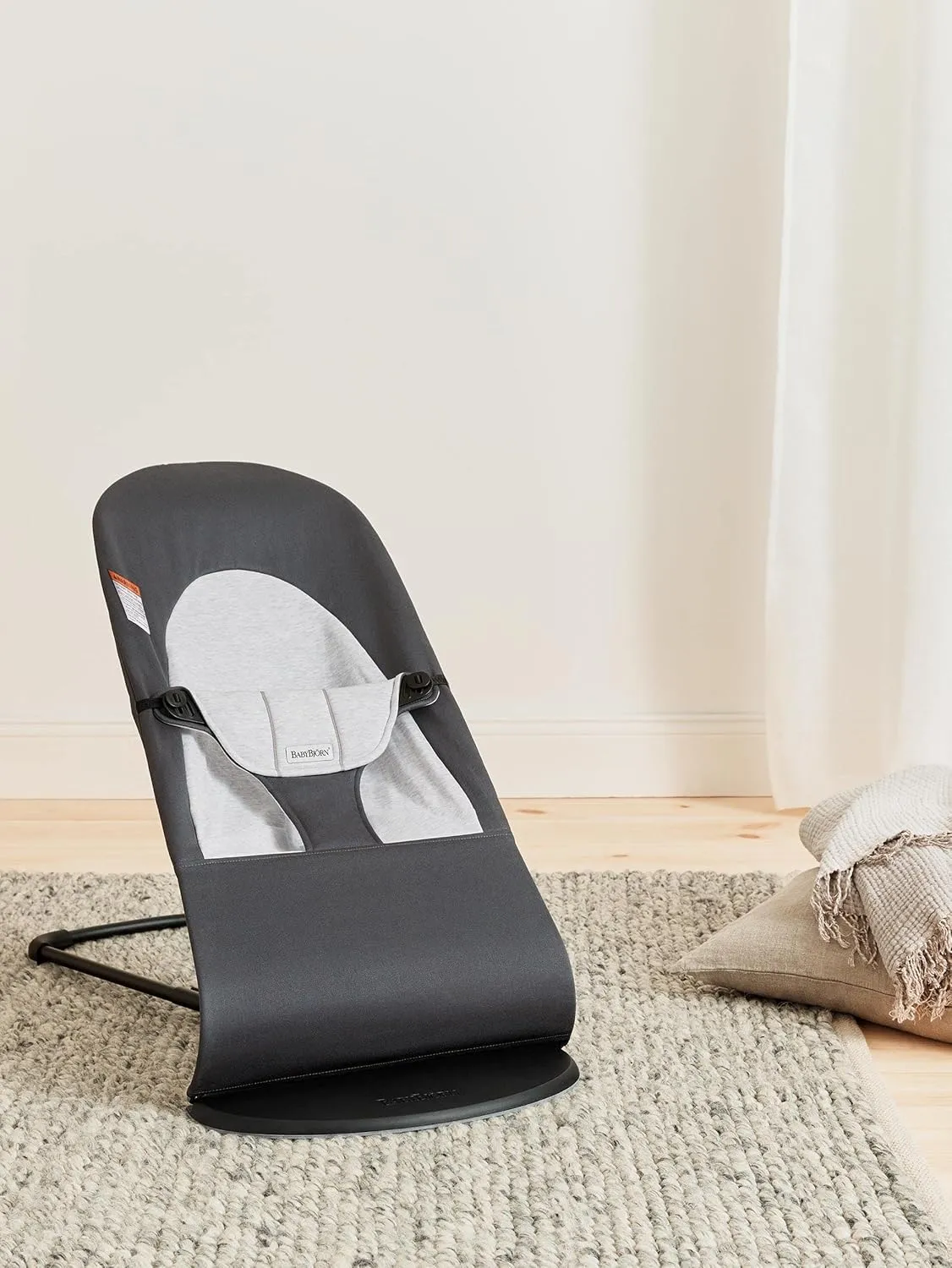 BabyBjörn Bouncer Balance Soft, Cotton/Jersey, Dark Gray/Gray 2-in-1 Adjustable Baby Bouncer Seat and Toddler Chair, Newborn to Toddler (8-29 lbs), 4 Positions, Lightweight & Portable