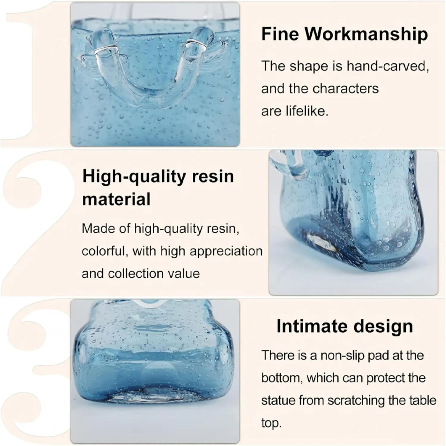 Bag Vase for Flowers, Glass Bag Vase Blowing by Hand Handbag Vase Glass Bag Flower Vase, Glass Vase for Home Décor,Living Room,Office,Garden,Wedding,Style2-Blue