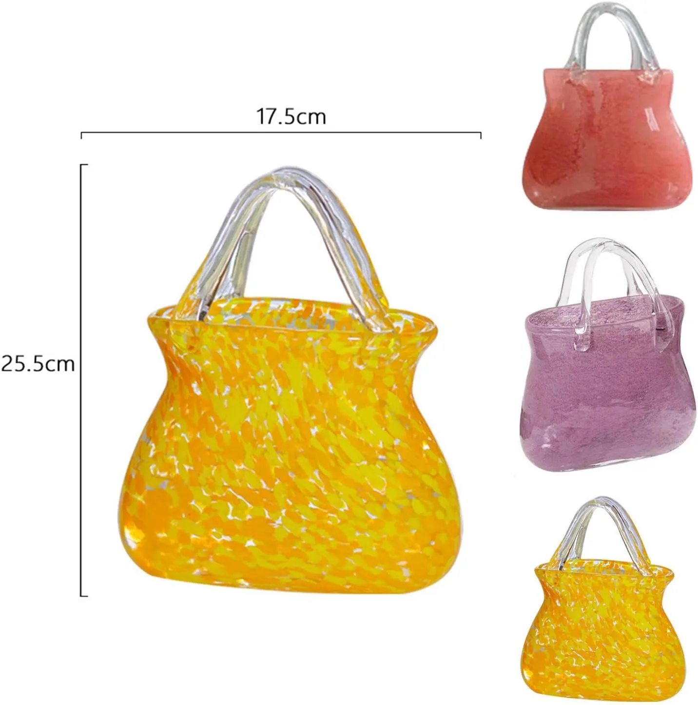 Bag Vase for Flowers, Glass Bag Vase Blowing by Hand Purse Vase for Flowers Handbag Vases for Flowers, for Home Décor,Enterpiece,Events,Office,Garden,Wedding,Purple