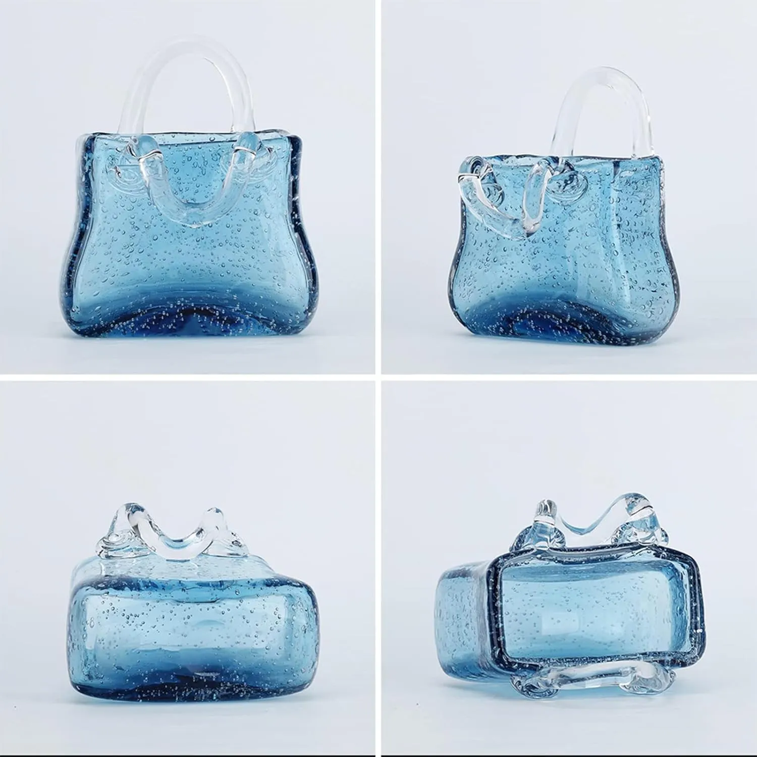 Bag Vase for Flowers, Handmade Bag Vase for Flowers Glass Flower Vase, Unique for Centerpieces,Table Decorations,Wedding Decor,Home,Style2-Blue