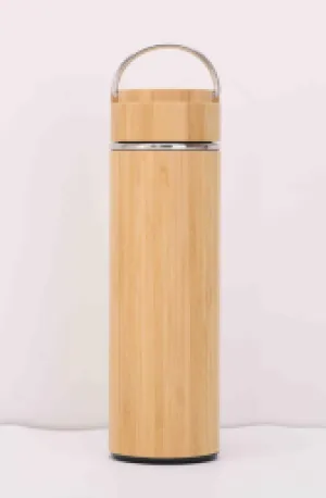 Bamboo Steel Insulated Flask with Carry Handle - 480ml