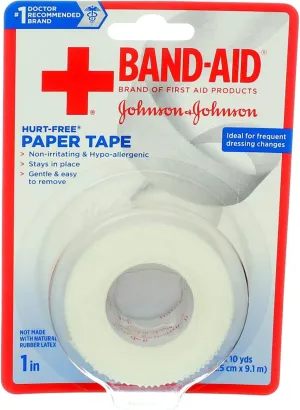 Band-Aid Paper Tape Small 1"x10yd - 1 roll, Pack of 4