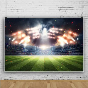 Baocicco 6.5x5ft Empty American Football Playground Stadium Backdrop Photography Background Stadium Spotlight Confettis Green Grassland Sport Field Shiny Lights Sports Polyester Photo Studio Props
