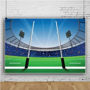 Baocicco 6x4ft Cartoon American Football Playground Green Grassland Field Photography Backdrop Background Sports Club Sports Theme Rugby Match Boys Happy Birthday Theme Photo Studio Props