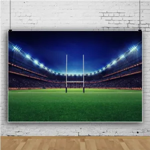 Baocicco 7x5ft Empty American Football Playground Stadium Photography Backdrop Background Football Stadium Backdrop Green Grassland Stadium Spotlight Shiny Lights Polyester Photo Studio Props
