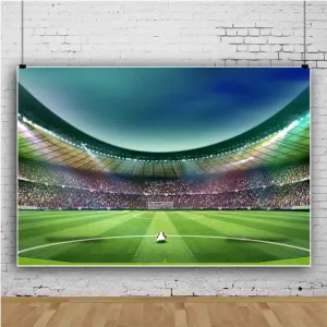 Baocicco 7x5ft Empty Football Playground Stadium Backdrop Photography Background Stadium Spotlight A Football Green Grassland Sport Field Shiny Lights Sports Theme Polyester Photo Studio Props