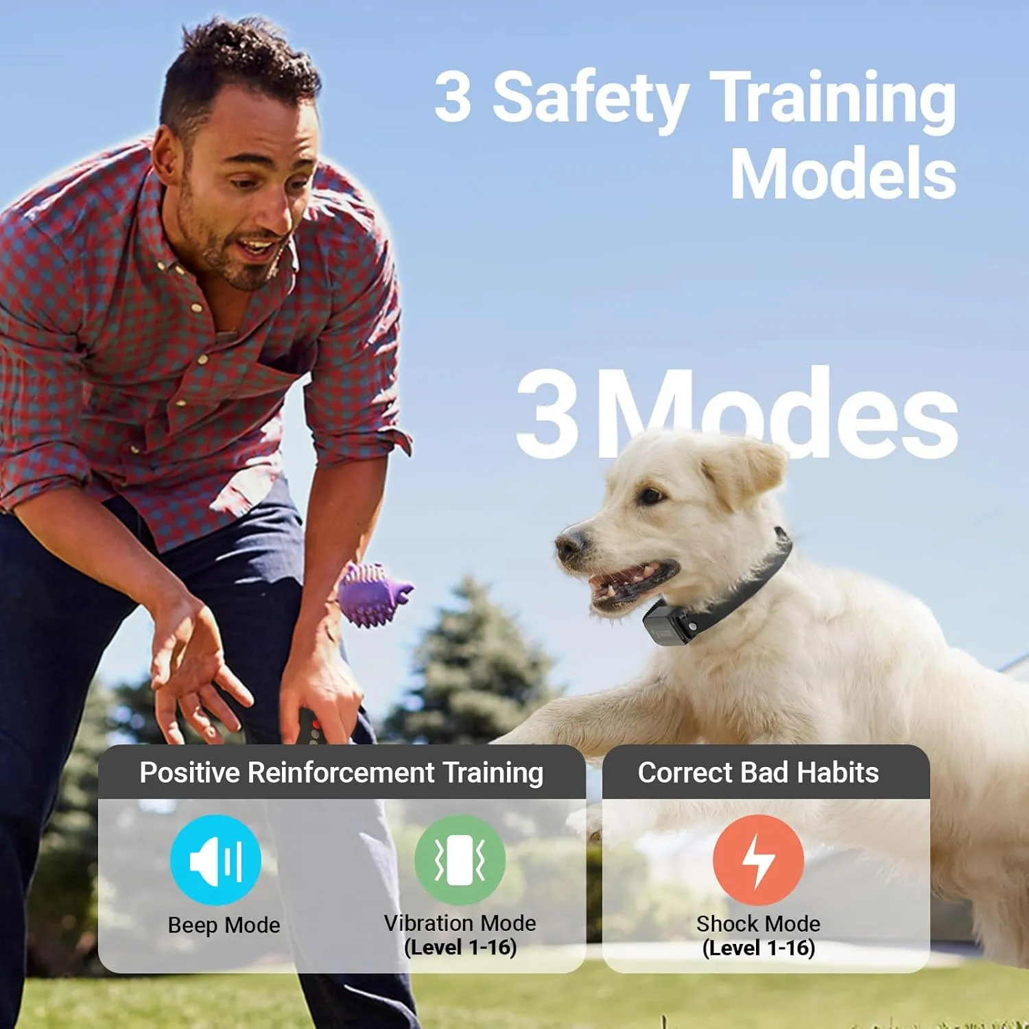 BARKIE Dog Training Collar with Dog Positive Reinforcement Training Booklet Waterproof Shock Collar with Remote for Small Medium Large Dogs (Black)