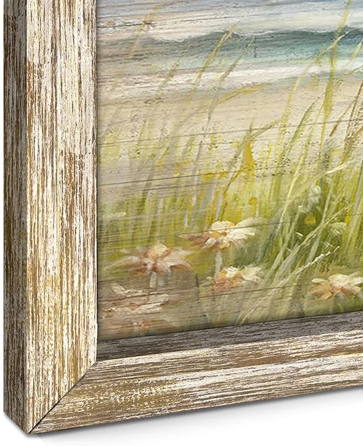 Beach Ocean Wall Art Framed: Coastal Chair Print Picture Relaxing Sea View Wooden Painting Seaside Seascape Artwork Decor for Living Room Bedroom Bathroom 24”x12”