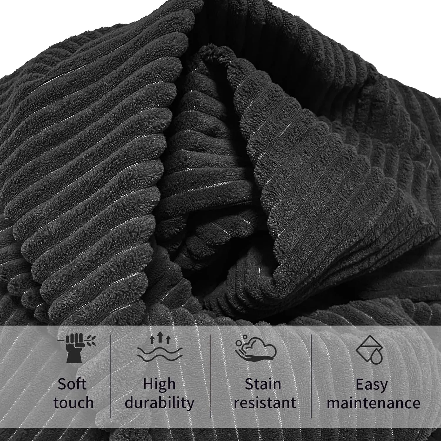 Bean Bag Chair for Adults, 3FT High-Rebound Memory Foam Bean Bag Sofa with Removable Cover, Oversized Bean Bag Couch for Gaming, Reading and Relaxation, Black
