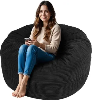 Bean Bag Chair for Adults, 3FT High-Rebound Memory Foam Bean Bag Sofa with Removable Cover, Oversized Bean Bag Couch for Gaming, Reading and Relaxation, Black