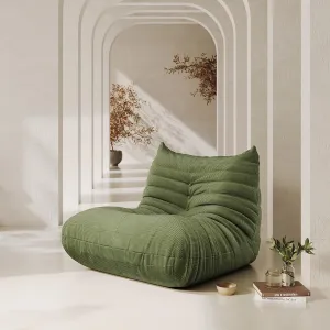 Bean Bag Chair for Adults Fireside Floor Lazy Sofa Couches Corduroy Cozy Sofas with Ergonomic Design Memory Foam Lounger Couch for Dorm, Apartment and Gaming Venue,Olive Green