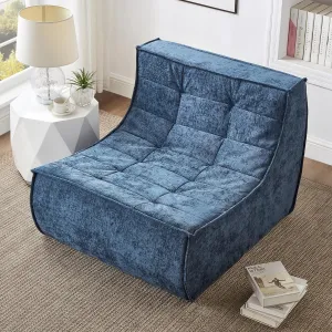 Bean Bag Chair, Lazy Floor Chair Chenille Single Couch with Backrest, Fireside Bean Bag Lounger Memory Foam Chair for Bedroom, Living Room, Reading Room and Gaming Venue, Blue
