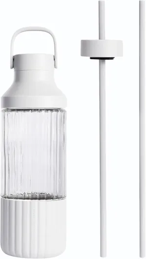 BEAST Health™ Dual Cap Glass Hydration Bottle Cloud White