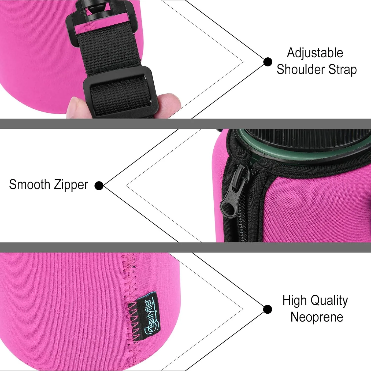 Beautyflier 2pcs Neoprene Water Bottle Sleeve Insulator Cooler, Compatible with 32oz Nalgene Water Bottle, Prevents Condensation, Insulates Beverages Bottle Holder Sleeve for Backpacking, Hiking, Gym