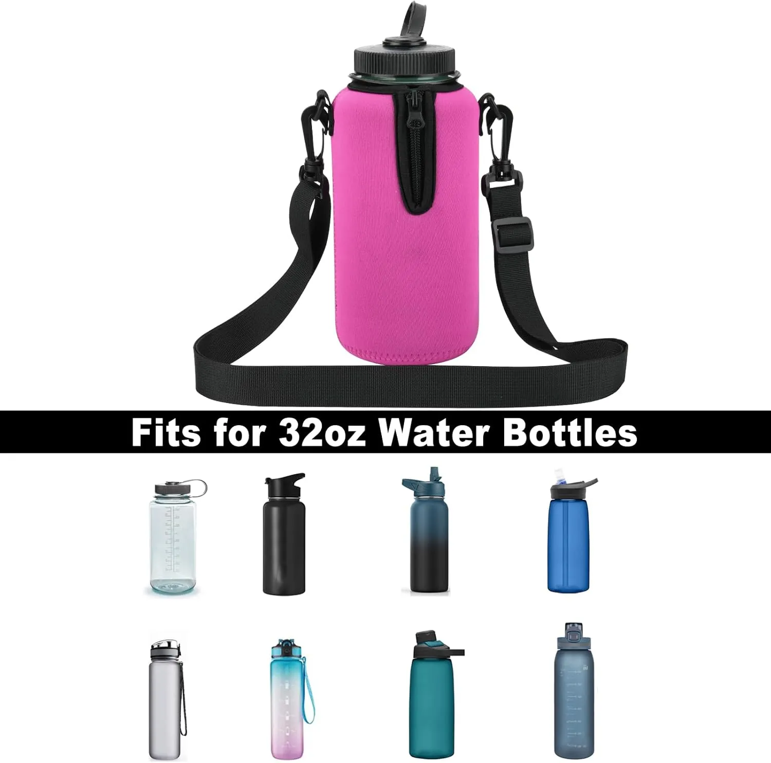 Beautyflier 2pcs Neoprene Water Bottle Sleeve Insulator Cooler, Compatible with 32oz Nalgene Water Bottle, Prevents Condensation, Insulates Beverages Bottle Holder Sleeve for Backpacking, Hiking, Gym