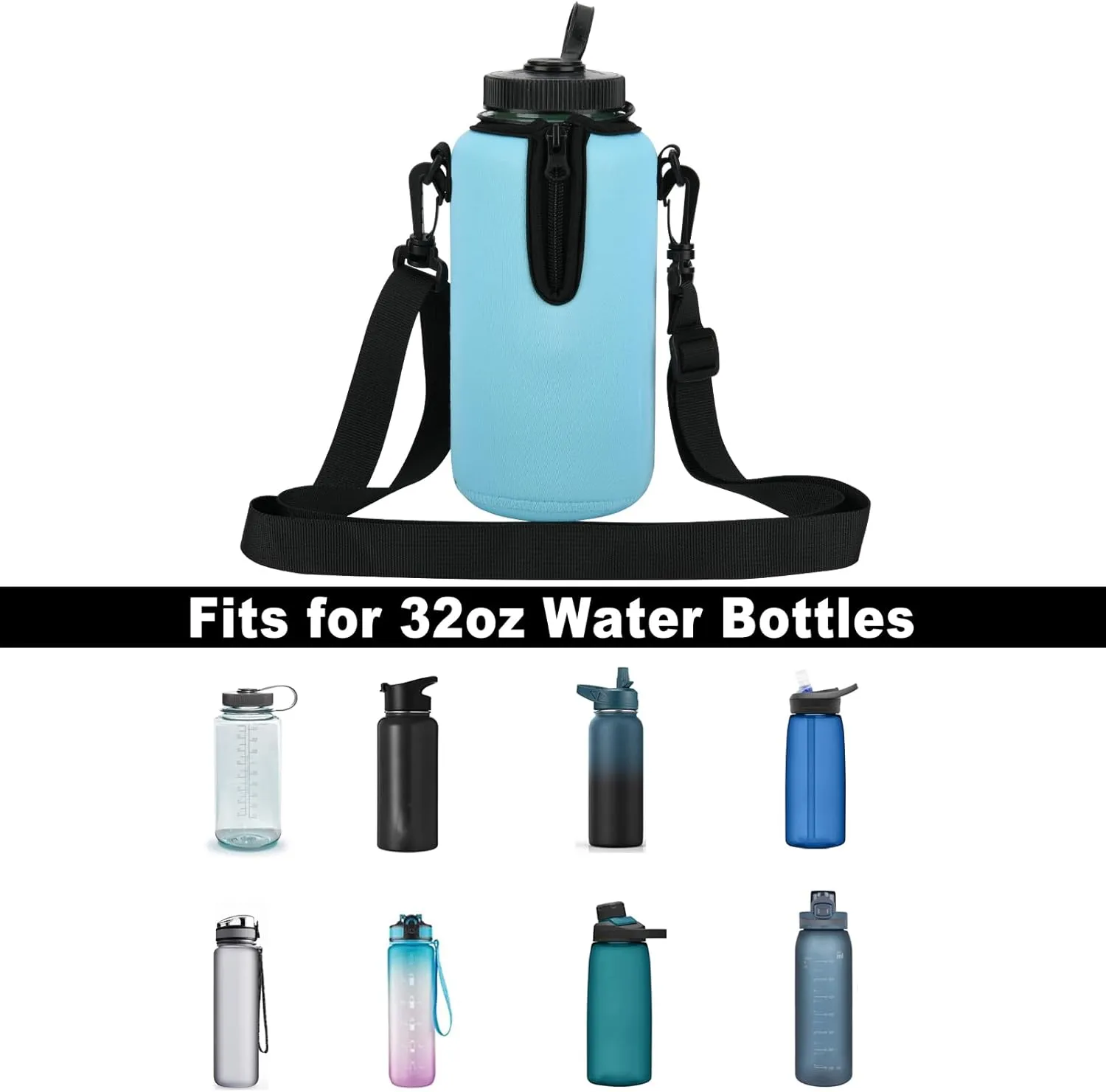 Beautyflier 2pcs Neoprene Water Bottle Sleeve Insulator Cooler, Compatible with 32oz Nalgene Water Bottle, Prevents Condensation, Insulates Beverages Bottle Holder Sleeve for Backpacking, Hiking, Gym