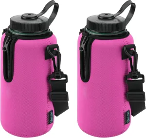 Beautyflier 2pcs Neoprene Water Bottle Sleeve Insulator Cooler, Compatible with 32oz Nalgene Water Bottle, Prevents Condensation, Insulates Beverages Bottle Holder Sleeve for Backpacking, Hiking, Gym