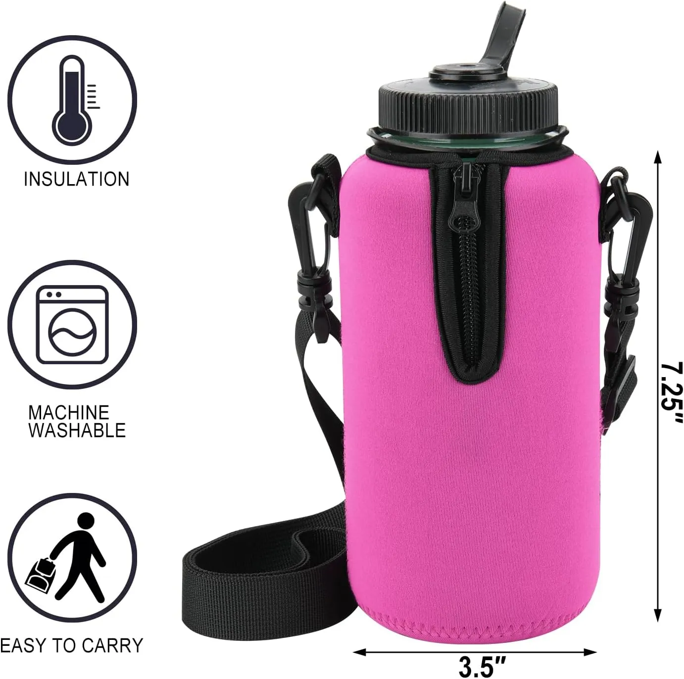 Beautyflier 2pcs Neoprene Water Bottle Sleeve Insulator Cooler, Compatible with 32oz Nalgene Water Bottle, Prevents Condensation, Insulates Beverages Bottle Holder Sleeve for Backpacking, Hiking, Gym