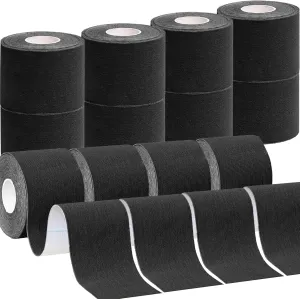 Beieverluck 12 Rolls Kinesiology Tape 2” x 16.5 Feet Elastic Cotton Athletic Tape for Ankle Wrists Knees Breathable Latex Free Tape for Sports Muscle Pain Relief and Joint Support (Black)