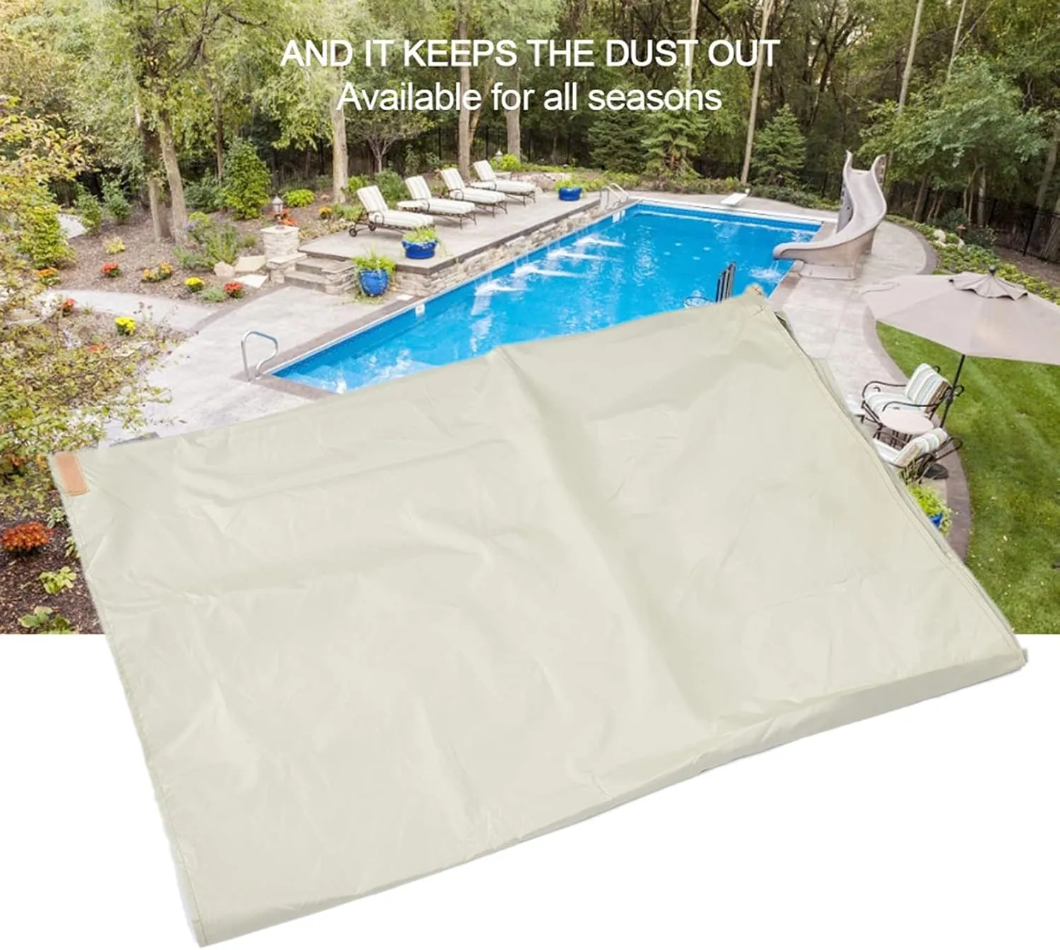 Beige Open Air Swimming Pool Cover Impermeable Protector for Heavy Duty Outdoor Garden Use (M：550 * 96cm)
