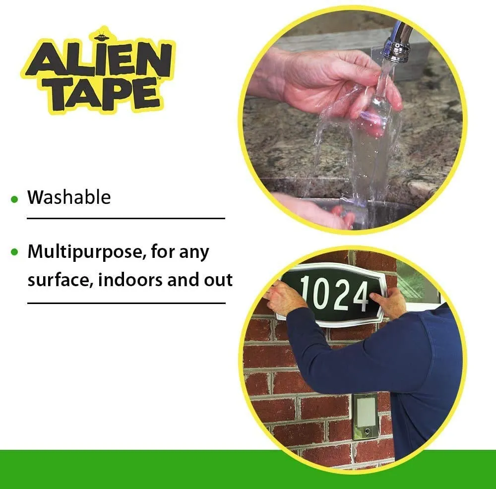 Bell Howell Alientape Nano Double Sided Tape, 21-ft Multipurpose Removable Adhesive Transparent, Grip Mounting Washable Strong Sticky Heavy Duty for Carpet Photo Frame Poster Décor - As Seen On TV